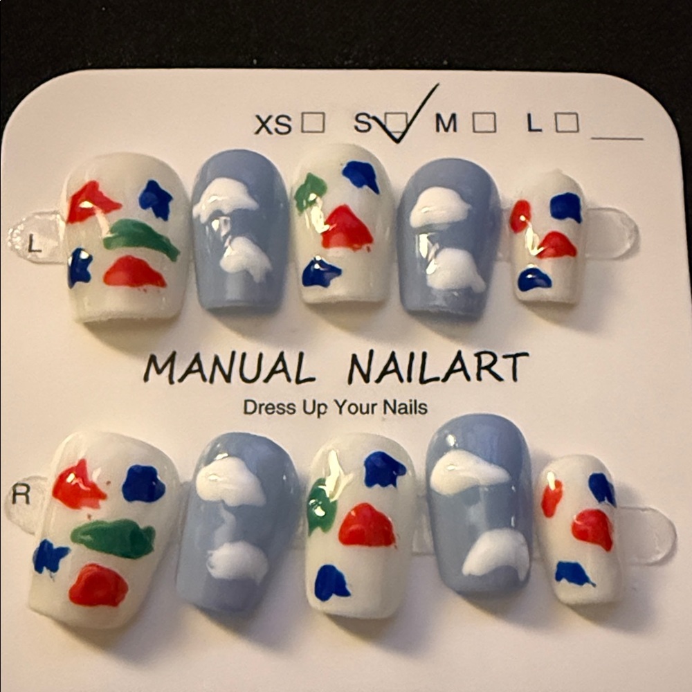 Colorful Manual Nail Art Set Size Small Short